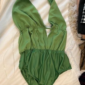 Plunging bodysuit with an open back